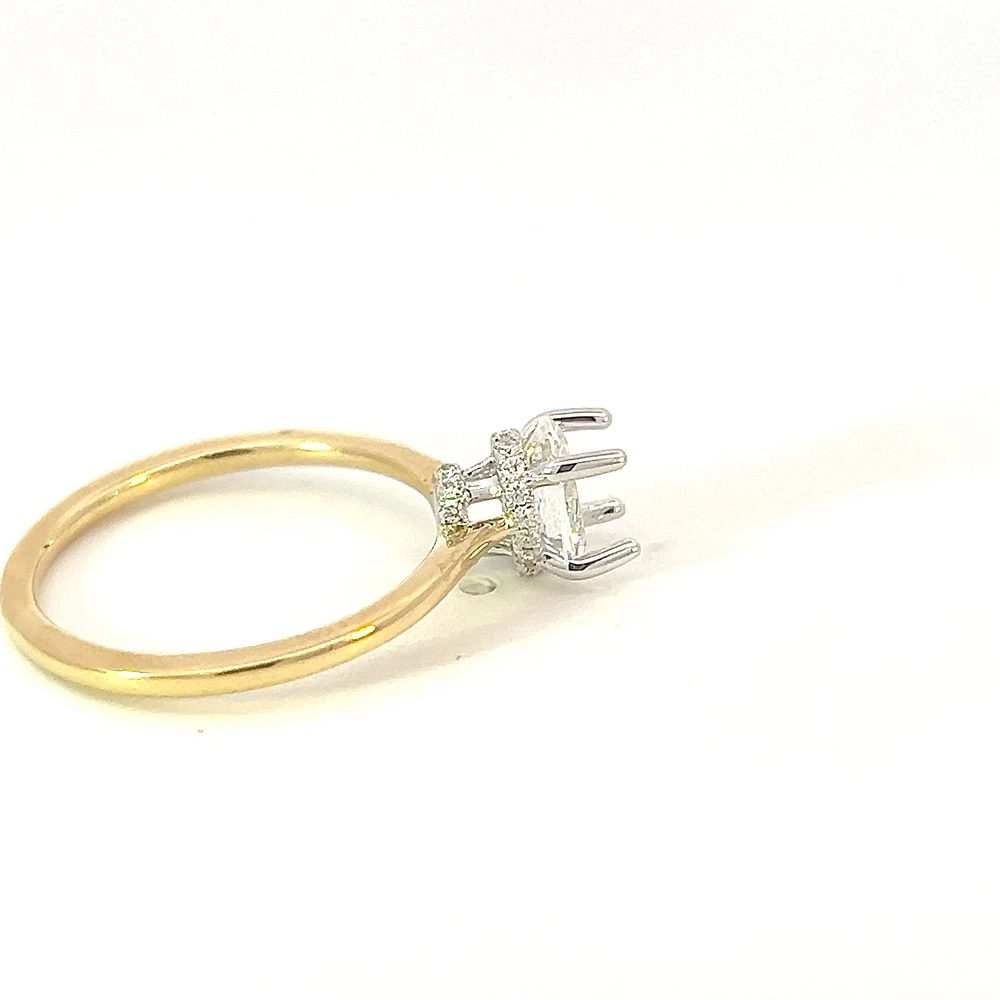 14K Oval Cut Hidden Halo Diamond Ring - Mount Only (No centre diamond) / Gold