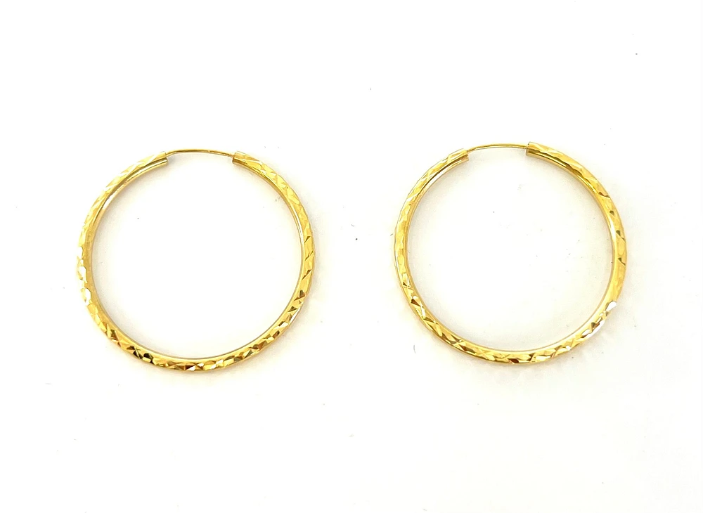 10K Gold 40mm Sleeper/Keeper/Hoop Earrings