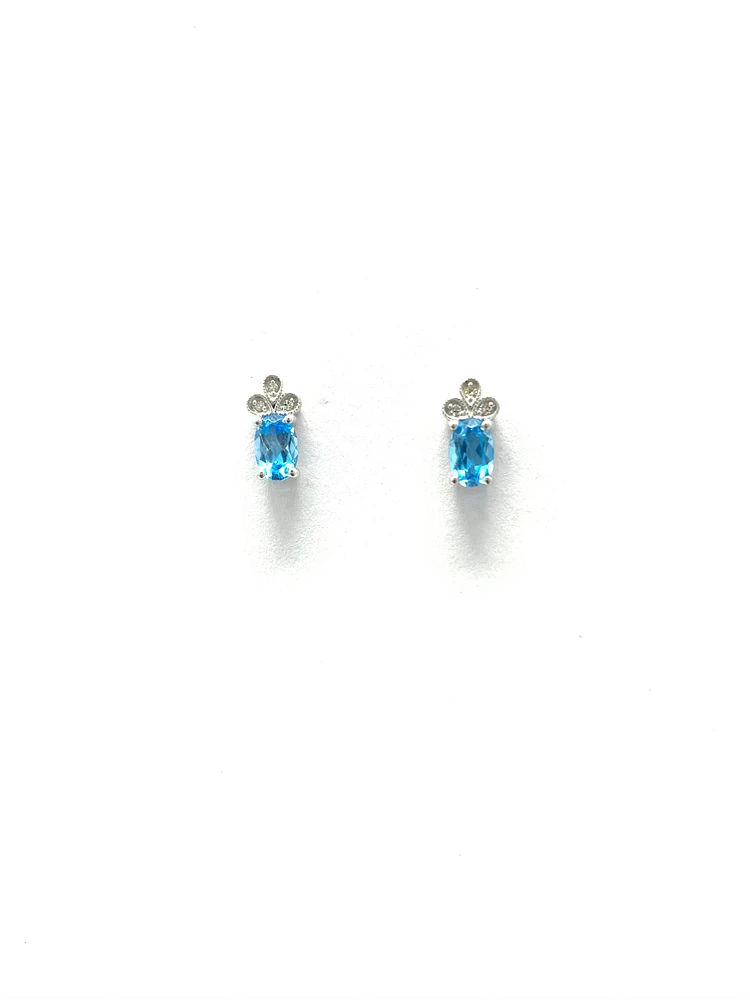 Blue Topaz & Diamond Earrings