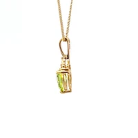 10K Yellow Gold Peridot and Diamond Necklace - 18 Inches