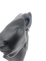 10K White Gold Amethyst & 0.032cttw Diamond Earrings