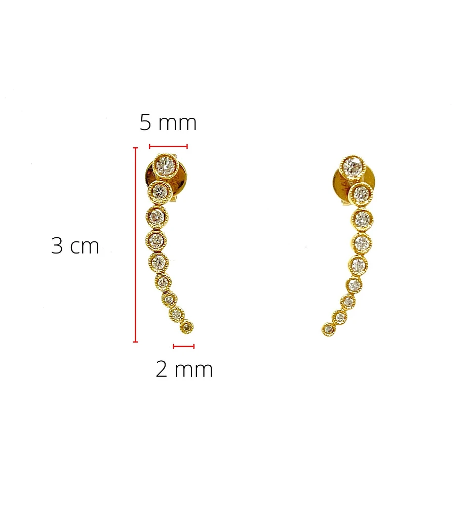 14K Yellow Gold 0.34cttw Diamond Earrings - 21mm