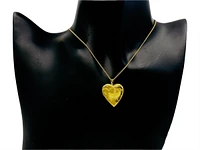 Gold Plated on 925 Sterling Silver Heart Shaped Locket with Etched Hearts Design - 21mm x 20mm