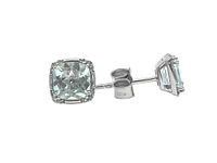 10K White Gold Aquamarine & 0.06cttw Diamond Earrings