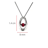 10K White Gold 0.12cttw Genuine Ruby & Diamond Pendant, 18"