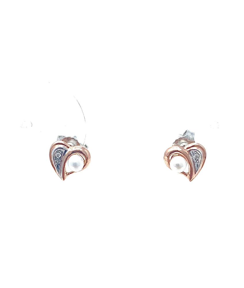 Rose Gold Pearl & Diamond Earrings