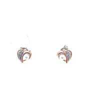 Rose Gold Pearl & Diamond Earrings