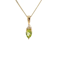 10K Yellow Gold Peridot and Diamond Necklace - 18 Inches
