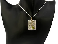 Sterling Silver & 18K Yellow Gold Plated 1.10cttw Peridot Pendant, 18"