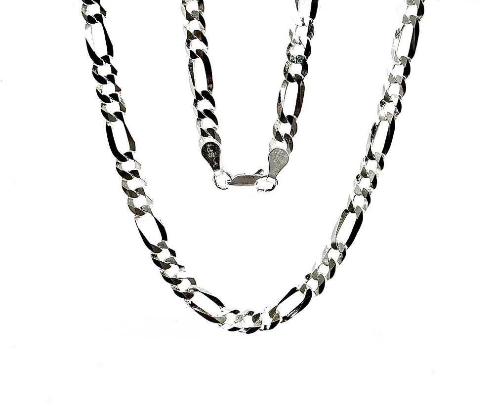 925 Sterling Silver Chain Figaro - 22" - 5.6mm