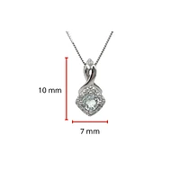 10K White Gold Aquamarine and Diamond Pendant, 18"