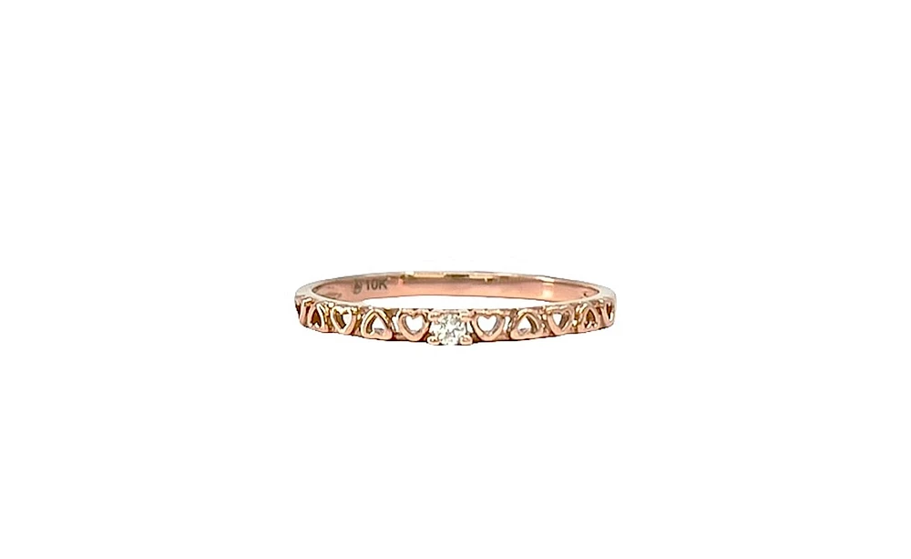 10K Rose Gold 0.02cttw Diamond Heart Shaped Ring