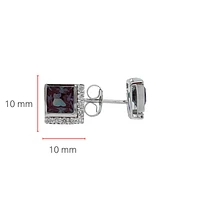 10K White Gold Created Alexandrite and Diamond  Earrings