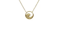 14K Yellow Gold 0.12cttw Diamond WavePendant, 18"