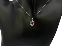 10K White Gold Ruby and Diamond Pendant, 18"