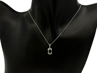 10K White Gold 0.45cttw Blue Sapphire and 0.03cttw Diamond Pendant - 18"