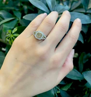 18K White & Yellow Gold 1.10Cttw Fancy Diamond Radiant Cut Engagement Ring