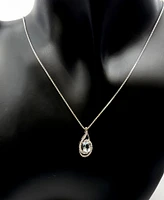 925 Sterling Silver Aquamarine & Diamond Necklace