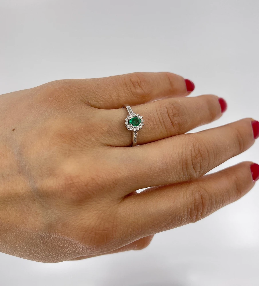 Genuine Emerald & Diamond Ring