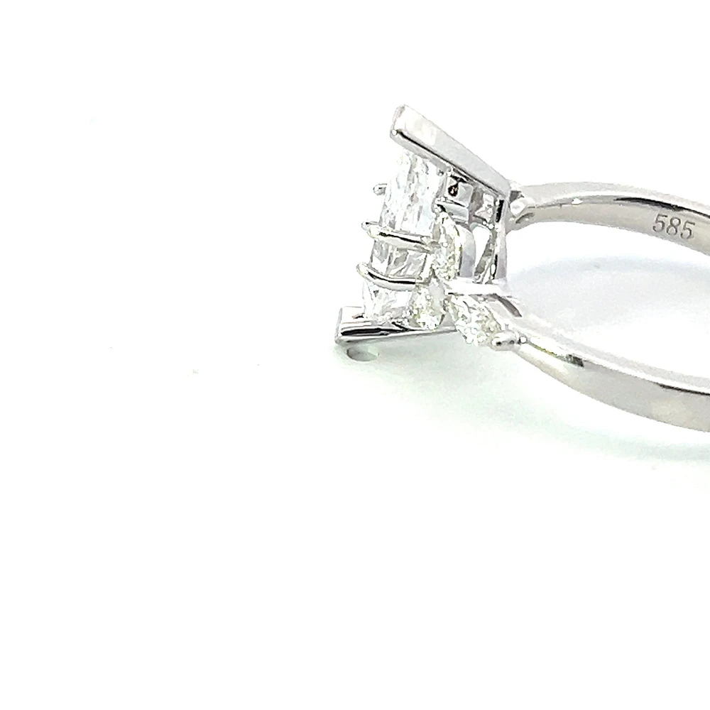 14K Marquise Cut Diamond Ring - Mount Only (No centre diamond) / Gold