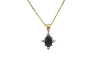 10K Yellow Gold 0.16cttw Sapphire & 0.03cttw Diamond Necklace - 18"