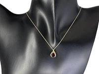 10K Yellow Gold 8mm x 6mm Garnet and 0.019cttw Diamond Necklace - 18 Inches