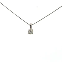 10K White Gold 0.06 cttw Diamond Illusion Set Solitaire Pendant, 18"