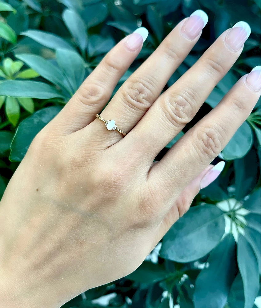 10K Yellow Gold 0.16cttw Opal and 0.03cttw Diamond Ring