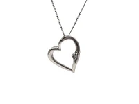 10K White Gold 0.01cttw Diamond Heart Necklace, 18"