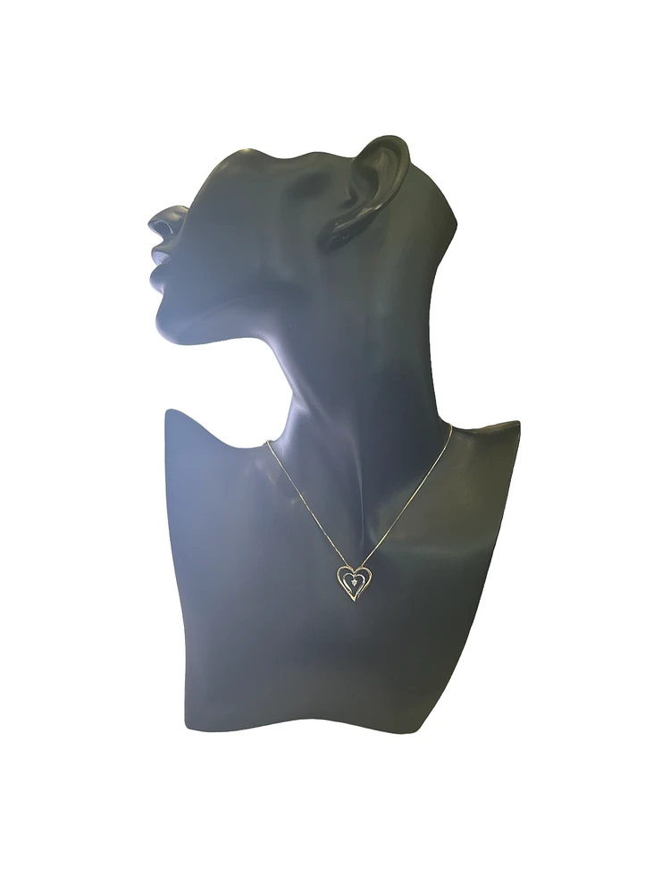 10K Yellow Gold 0.04cttw Canadian Diamond Heart Pendant, 18"