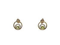 10K Yellow Gold 0.60cttw Peridot & 0.04cttw Diamond Stud Dangle Drop Earrings