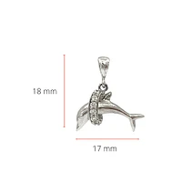 10K White Gold Dolphin Cubic Zirconia Charm - 19mm x 16mm