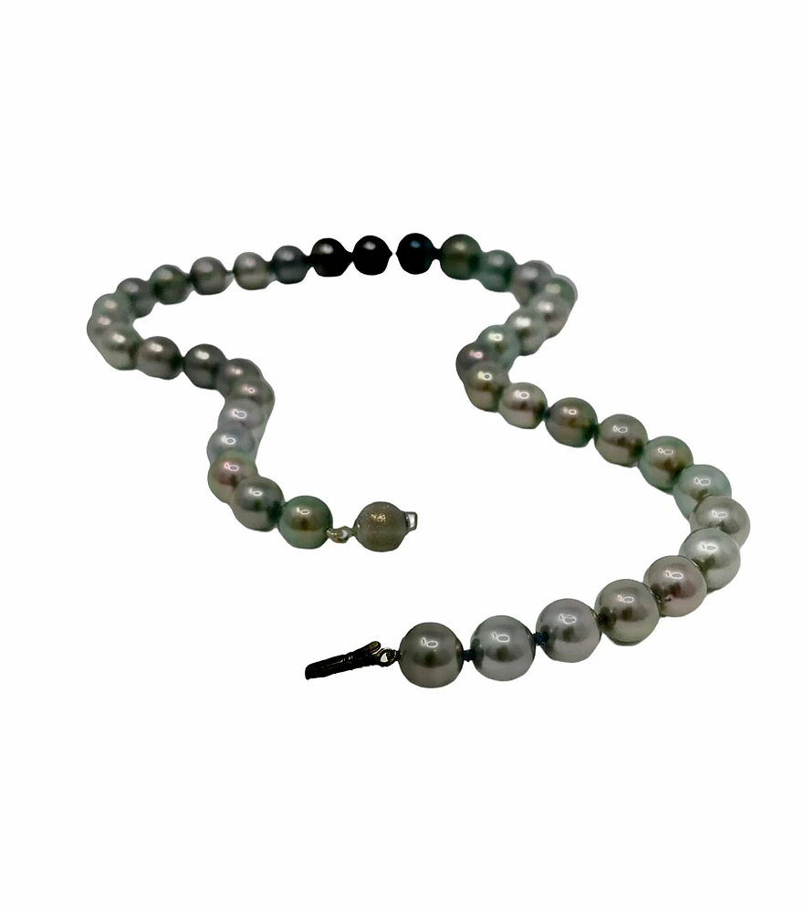14K White Gold 9-12.3mm Tahitian Pearl Strand - 18"