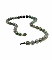 14K White Gold 9-12.3mm Tahitian Pearl Strand - 18"