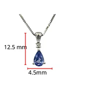 10K White Gold Genuine Tanzanite & Diamond Pendant - 18"