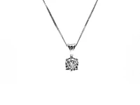 10K White Gold 0.20cttw Diamond Solitaire Pendant, 18"