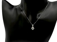 10K White Gold Aquamarine and Diamond Pendant, 18"