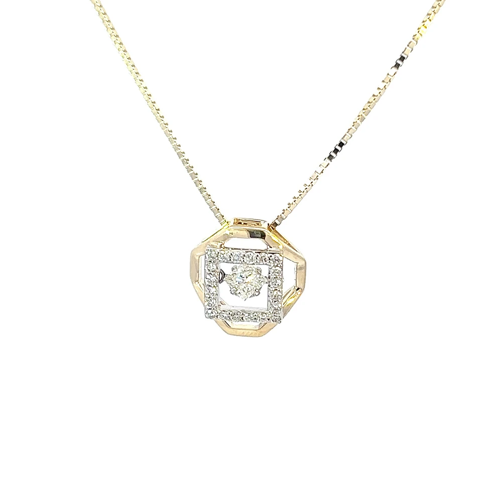 10K Yellow Gold 0.27cttw Diamond Pulse Pendant, 18"