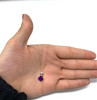 10K White Gold Amethyst & Diamond Pendant, 18"