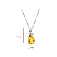 10K White Gold 8 x 6mm Citrine and 0.022cttw Diamond Pendant