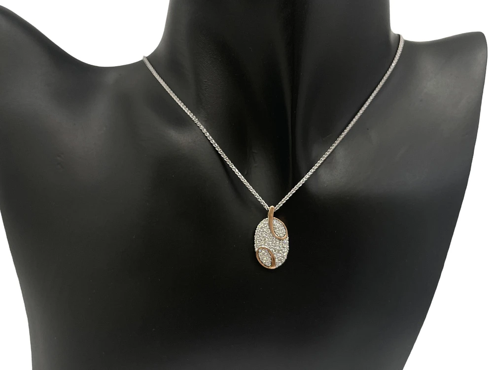 10K Two Tone White and Rose Gold 0.508cttw Necklace - 18 Inches