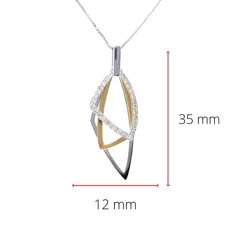 14K 2 Tone Gold 0.22cttw Diamond Pendant, 18"