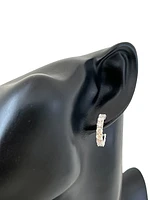 925 Sterling Silver 3.5mm Cubic Zirconia Half Hoop Studs - 18mm