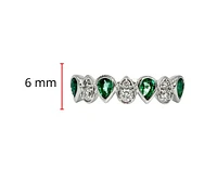 10K White Gold 0.65cttw Pear Cut Emerald and 0.14cttw Diamond Ring - Size 6.5