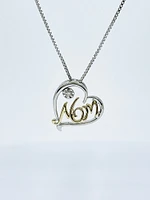 Sterling Silver & 10K Yellow Gold Two Tone Diamond Mom Pendant