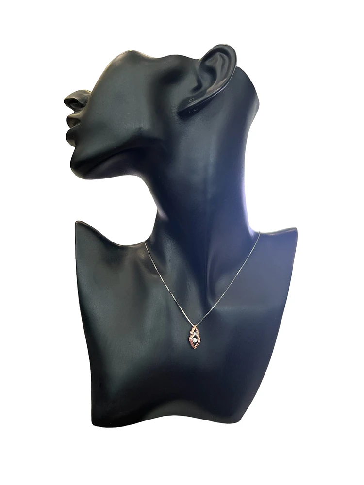 10K White and Rose Gold 0.20 cttw  Diamond  Pulse Pendant, 18"