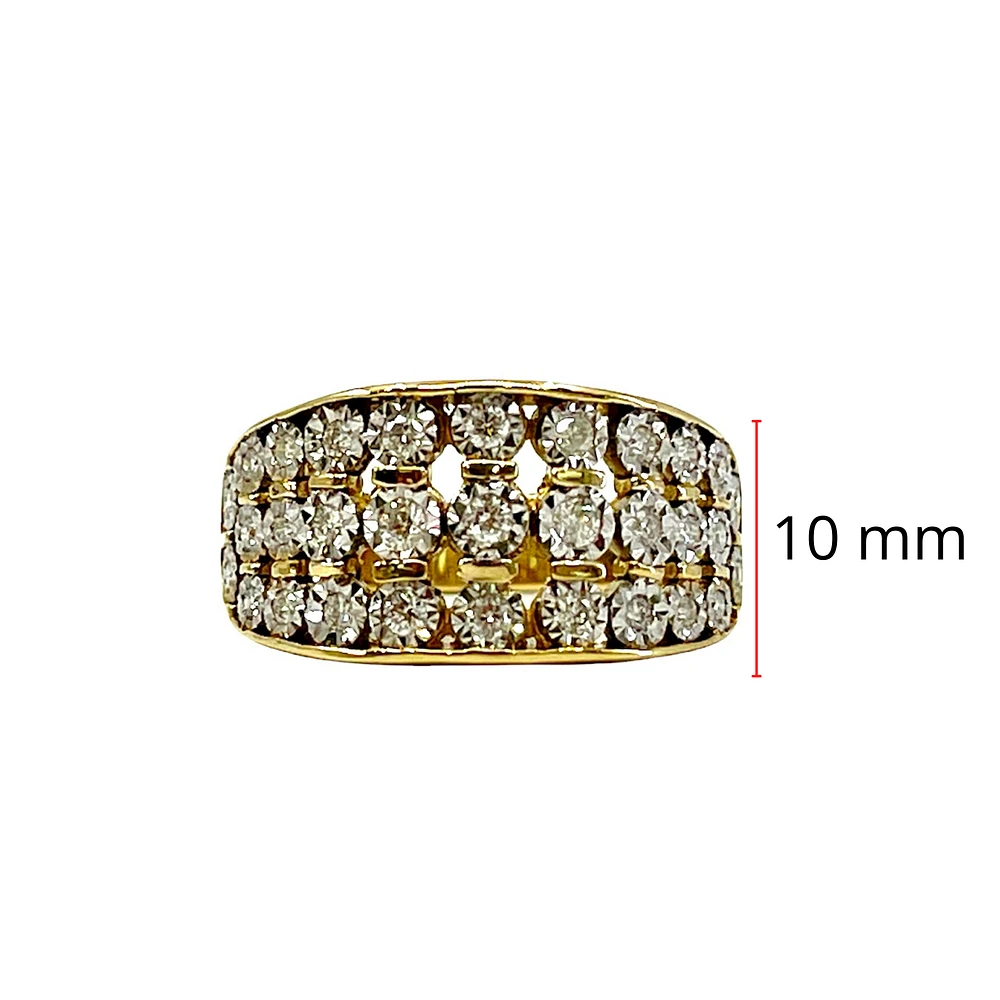 10K Yellow Gold Diamond 0.33cttw Illusion Setting Ring, Size 6.5