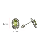 925 Sterling Silver Peridot & Diamond Earrings