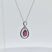 10K White Gold Genuine Ruby Pendant, 18"