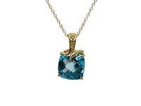 10K Yellow Gold 8mm Swiss Blue Topaz and 0.005cttw Diamond Necklace - 18 Inches